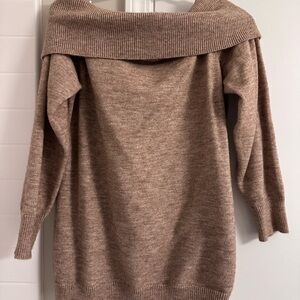 Cozy Brown Off-Shoulder Sweater